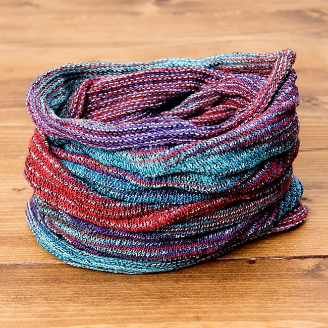 何通りも楽しめる！魔法のターバン - パープル×赤×ブルーの写真コットン　ターバン,ターバン,ヘアバンド,帽子,ニット帽