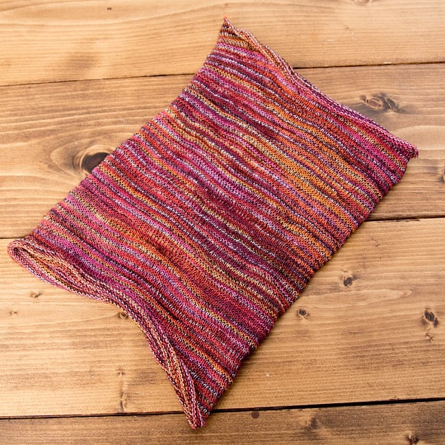 【ハーフサイズ】何通りも楽しめる！魔法のターバン - ピンク×オレンジ 2 - 広げるとこのような形をしています。お好みに合わせてお使いください。