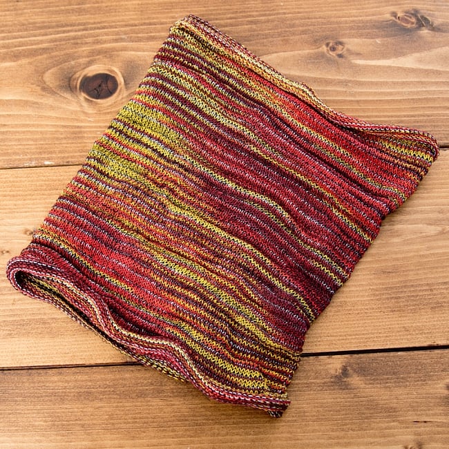 【ハーフサイズ】何通りも楽しめる！魔法のターバン - 赤×黄色 2 - 広げるとこのような形をしています。お好みに合わせてお使いください。