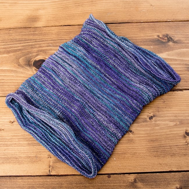 【ハーフサイズ】何通りも楽しめる！魔法のターバン - パープル 2 - 広げるとこのような形をしています。お好みに合わせてお使いください。