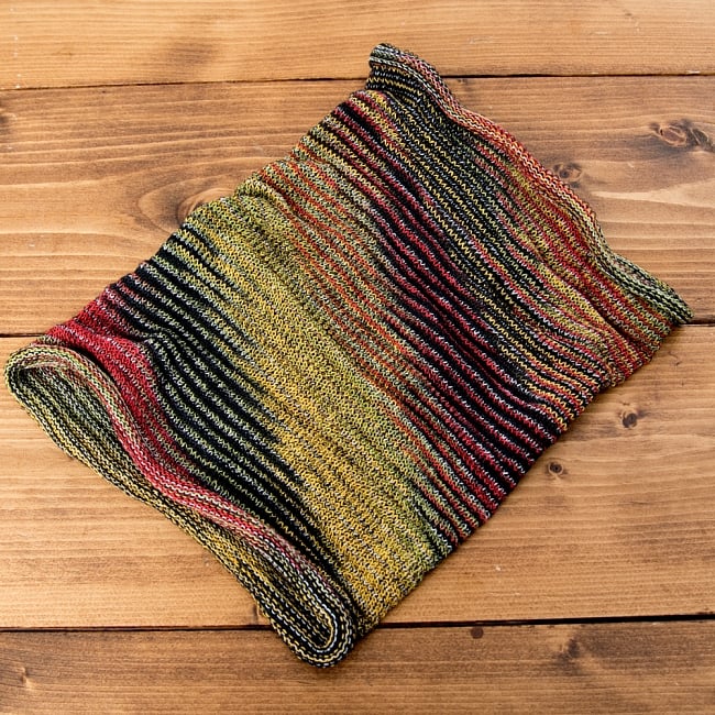 【ハーフサイズ】何通りも楽しめる!魔法のターバン - ラスタの商品写真 2枚目 広げるとこのような形をしています。お好みに合わせてお使いください。