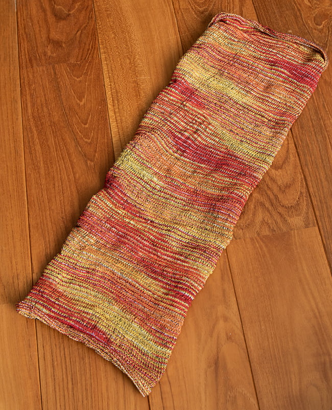 何通りも楽しめる!魔法のターバン - イエロー&オレンジの商品写真 2枚目 広げるとこのような形をしています。お好みに合わせてお使いください。