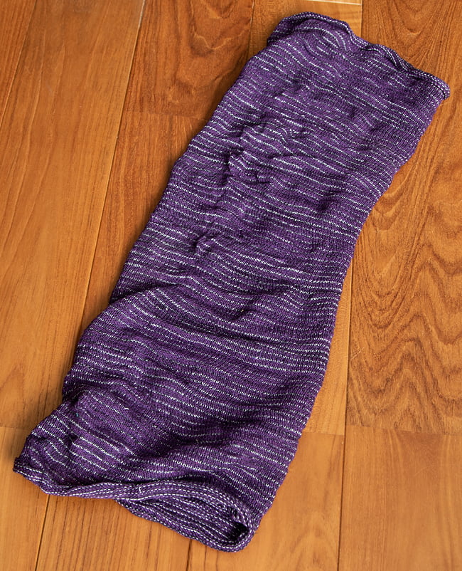 何通りも楽しめる!魔法のターバン - パープルの商品写真 2枚目 広げるとこのような形をしています。お好みに合わせてお使いください。