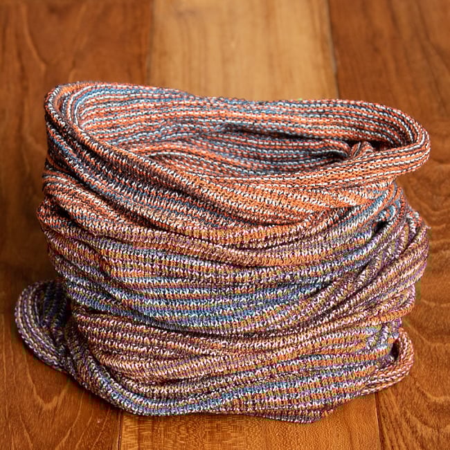 何通りも楽しめる!魔法のターバン - オレンジブルーの商品写真 1枚目 その日の気分で色々な巻き方ができちゃいます!