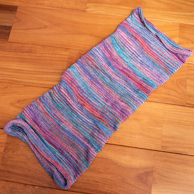 何通りも楽しめる！魔法のターバン - ピンクパープルブルー 2 - 広げるとこのような形をしています。お好みに合わせてお使いください。