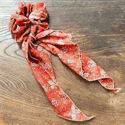 アンティークサリーのリボン付きシュシュ - サブ2