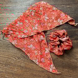 アンティークサリーのリボン付きシュシュ - サブ4