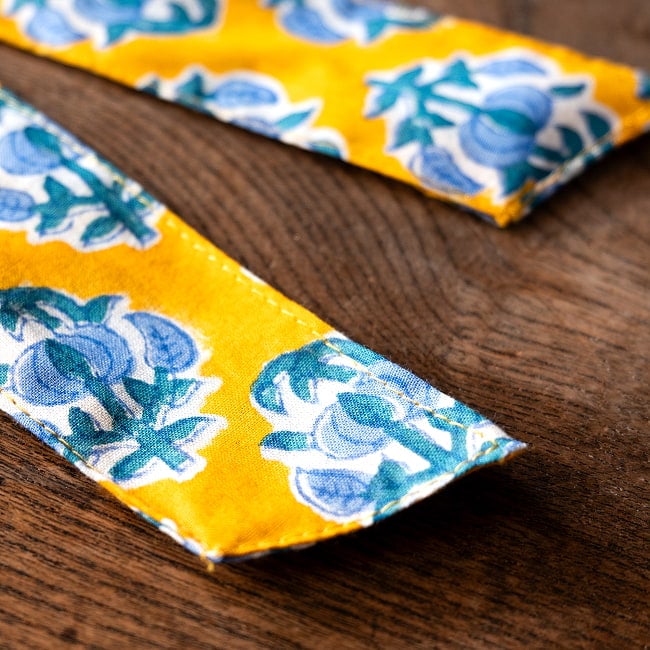 ウッドブロックプリントのリボン付きシュシュ 7 - 拡大写真です