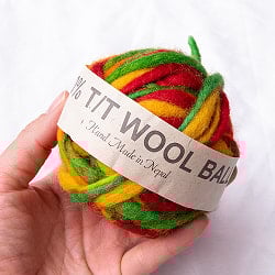 カラーウールボール - 赤×オレンジ×緑 - サブ3