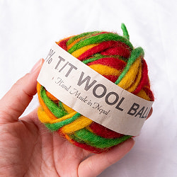 【送料無料・9個セット】カラーウールボール - 赤×オレンジ×緑 - サブ4