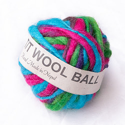 【送料無料・9個セット】カラーウールボール - 水色×ピンク - サブ2