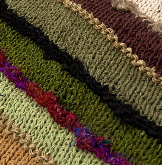 カラフルコットンのボーダーニット帽 【カーキ】 5 - 質感がわかるようにアップにしてみました。