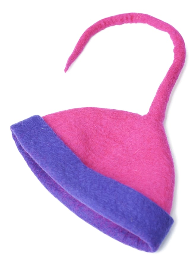 ヒマラヤ星人の帽子 【ピンク×紫】 2 - 平置きしてみました。