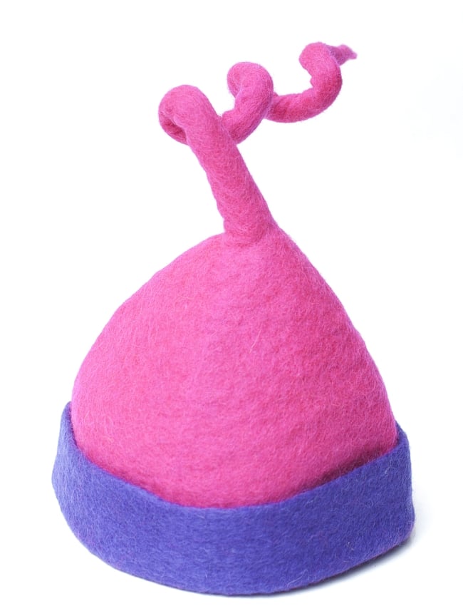 ヒマラヤ星人の帽子 【ピンク×紫】 5 - とんがりにはハリガネが通っているので好きな形に変形できちゃいます！すごい！