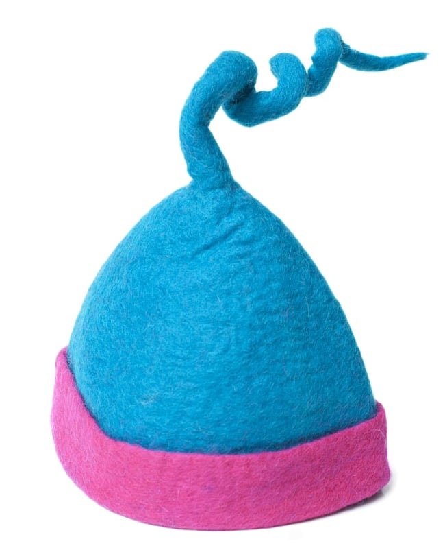 ヒマラヤ星人の帽子 【水色×ピンク】 4 - とんがりにはハリガネが通っているので好きな形に変形できちゃいます！すごい！