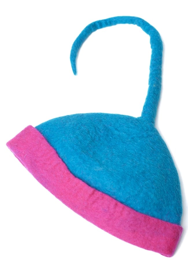 ヒマラヤ星人の帽子 【水色×ピンク】の写真1枚目です。まるでお伽話から出てきたような可愛さです。おもしろ　帽子,個性的,カラフル 帽子,コットン 帽子,ファンキーハット,エイリアンキャップ