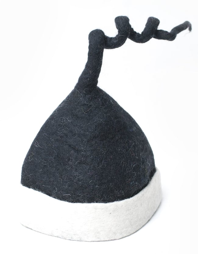 ヒマラヤ星人の帽子 【黒×白】 4 - とんがりにはハリガネが通っているので好きな形に変形できちゃいます！すごい！