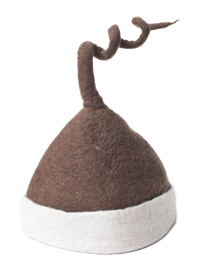 ヒマラヤ星人の帽子 【茶×白】 4 - とんがりにはハリガネが通っているので好きな形に変形できちゃいます！すごい！