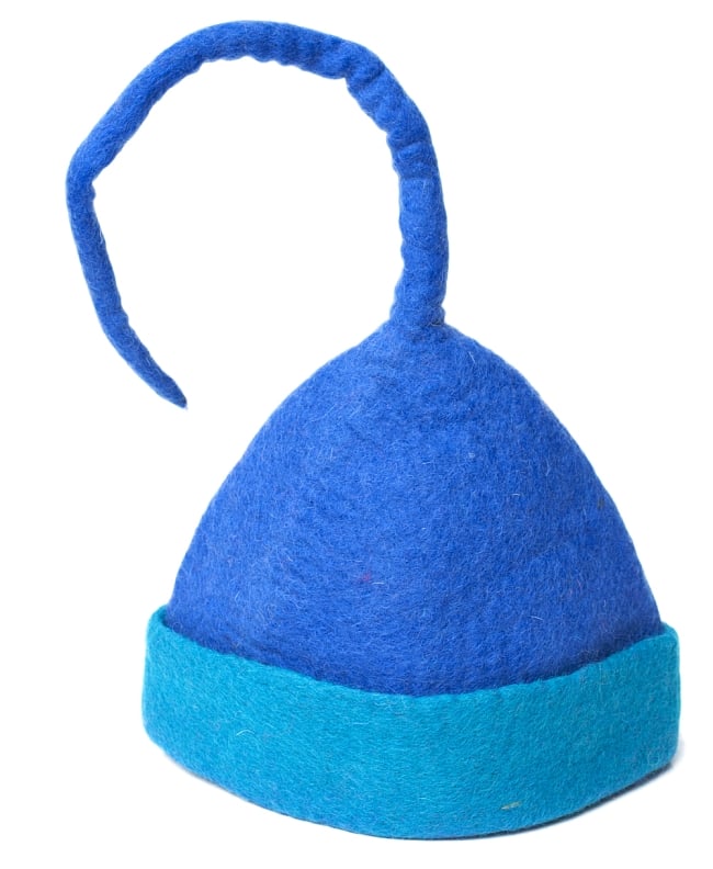ヒマラヤ星人の帽子 【青×水色】 2 - 立てて見ました。ぴょんと突き出たとんがりがキュートです。