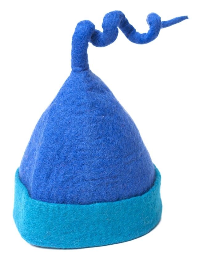 ヒマラヤ星人の帽子 【青×水色】 4 - とんがりにはハリガネが通っているので好きな形に変形できちゃいます！すごい！