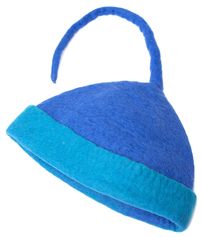 ヒマラヤ星人の帽子 【青×水色】の写真1枚目です。まるでお伽話から出てきたような可愛さです。おもしろ　帽子,個性的,カラフル 帽子,コットン 帽子,ファンキーハット,エイリアンキャップ