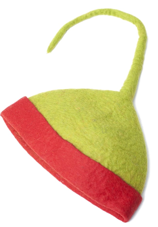 ヒマラヤ星人の帽子 【黄緑×赤】の写真1枚目です。まるでお伽話から出てきたような可愛さです。おもしろ　帽子,個性的,カラフル 帽子,コットン 帽子,ファンキーハット,エイリアンキャップ