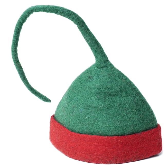ヒマラヤ星人の帽子 【クリスマスカラー】 2 - 立てて見ました。ぴょんと突き出たとんがりがキュートです。
