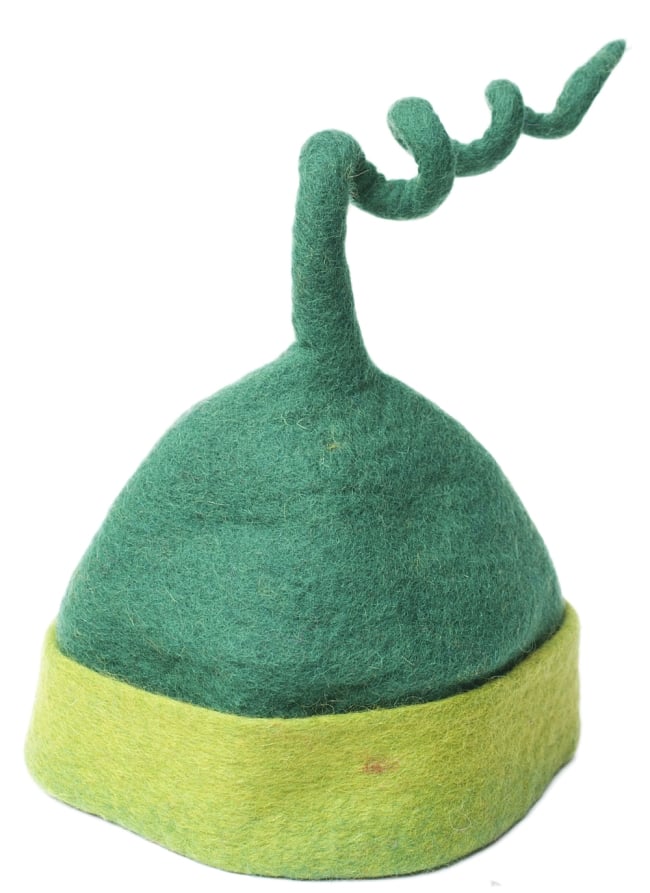 ヒマラヤ星人の帽子 【緑×黄緑】 4 - とんがりにはハリガネが通っているので好きな形に変形できちゃいます！すごい！
