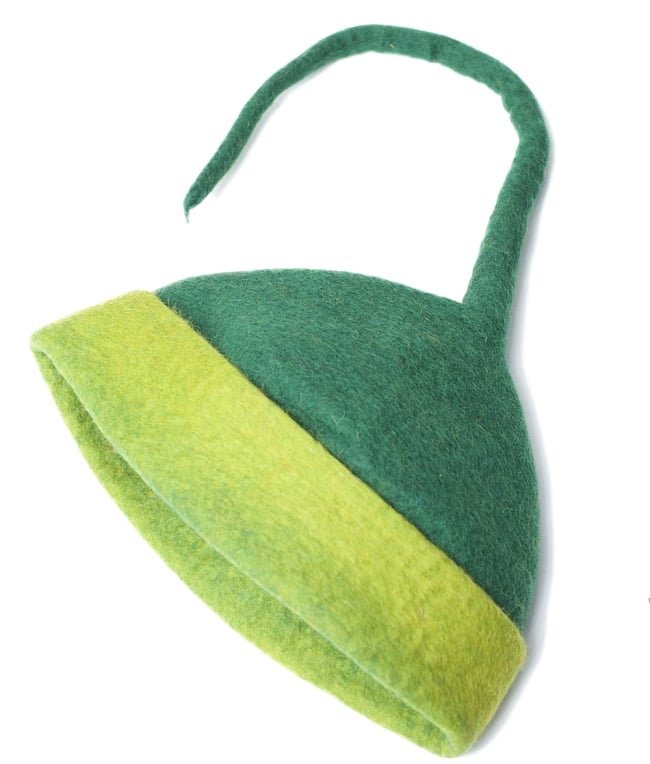ヒマラヤ星人の帽子 【緑×黄緑】の写真1枚目です。まるでお伽話から出てきたような可愛さです。おもしろ　帽子,個性的,カラフル 帽子,コットン 帽子,ファンキーハット,エイリアンキャップ