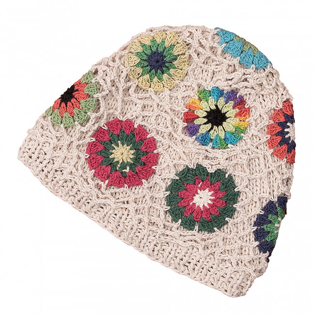 お花刺繍のニット帽 8 - 3：アイボリー