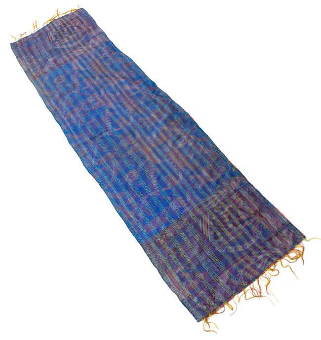【1点物】インドのカンタ刺繍スカーフ (195cm×50cm) 10 - 反対の面の全体像です。