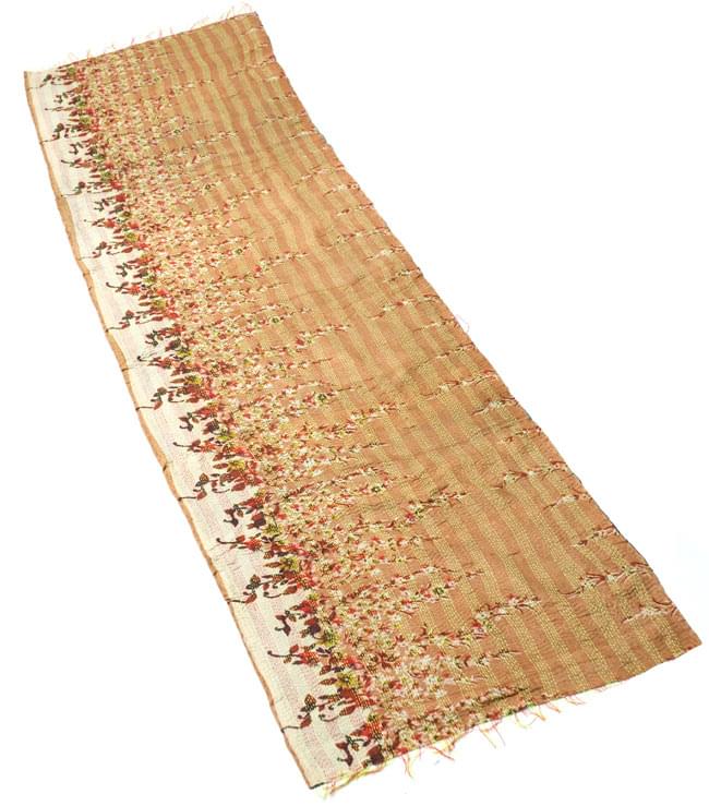 【1点物】インドのカンタ刺繍スカーフ (188cm×50cm) 10 - 反対の面の全体像です。