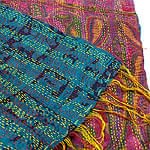 【1点物】インドのカンタ刺繍スカーフ （190cm×50cm）の商品写真