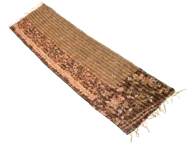 【1点物】インドのカンタ刺繍スカーフ (190cm×48cm) 10 - 反対の面の全体像です。