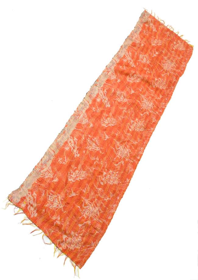 【1点物】インドのカンタ刺繍スカーフ (178cm×48cm) 10 - 反対の面の全体像です。
