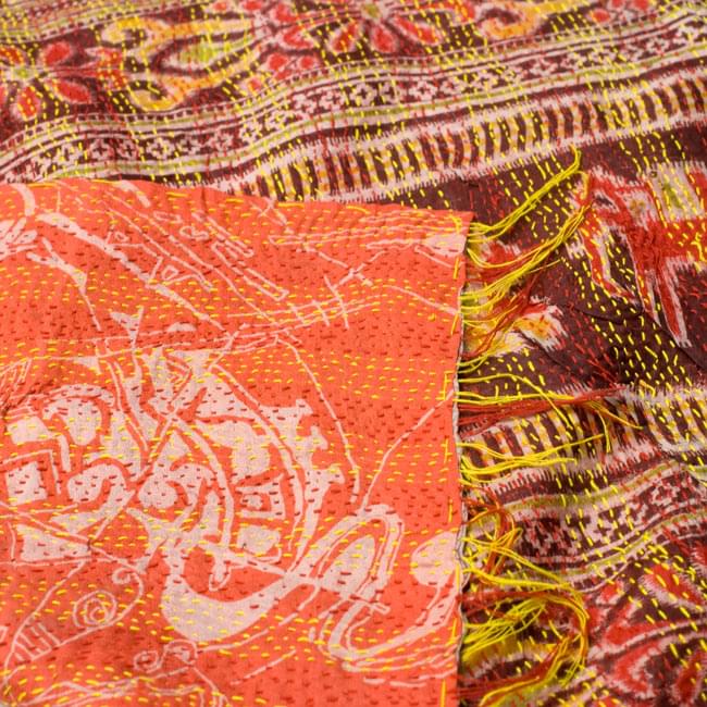 1点物】インドのカンタ刺繍スカーフ （178cm×48cm） の通販