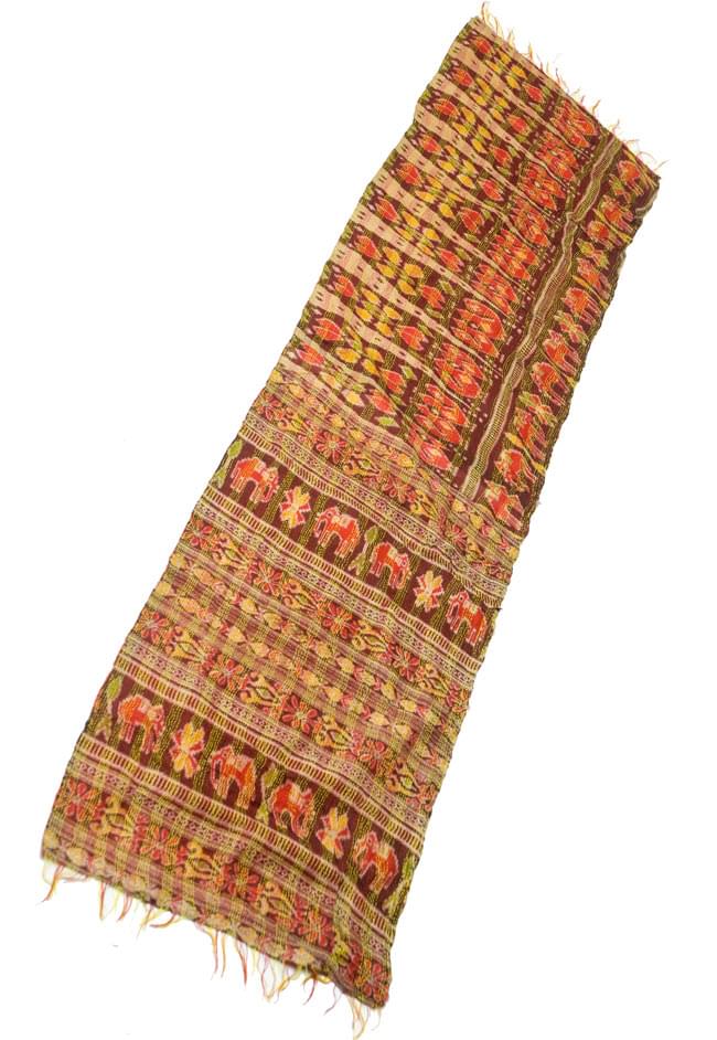 【1点物】インドのカンタ刺繍スカーフ (178cm×48cm)の写真