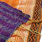 【1点物】インドのカンタ刺繍スカーフ （185cm×50cm）の商品写真