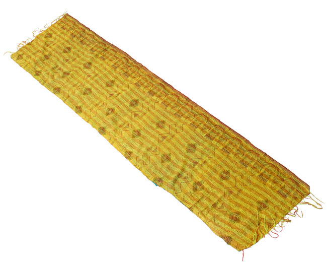 【1点物】インドのカンタ刺繍スカーフ (185cm×42cm) 10 - 反対の面の全体像です。