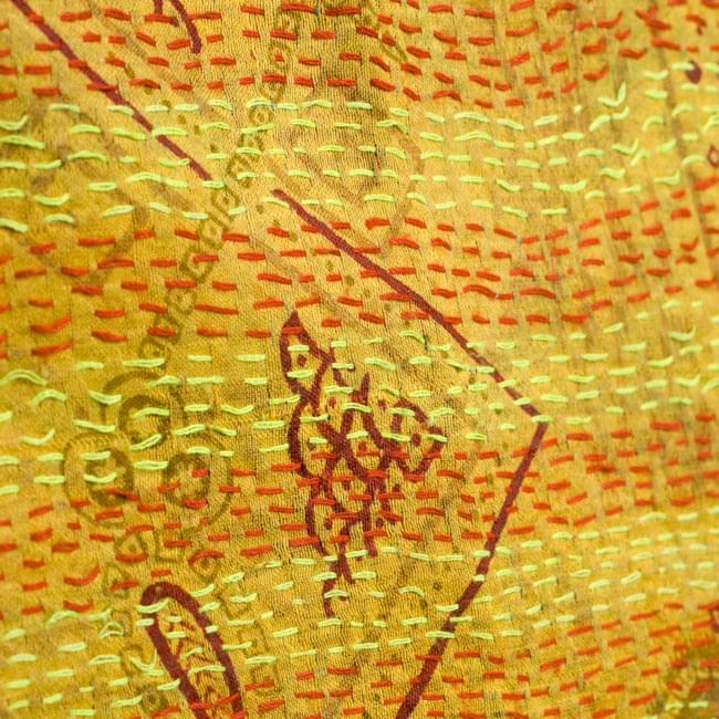 【1点物】インドのカンタ刺繍スカーフ (185cm×42cm) 7 - 他の箇所をアップにしてみました。