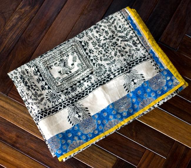200×55 カンタ刺繍ストール①ラリーキルト　インド　ショール sin291.jpg