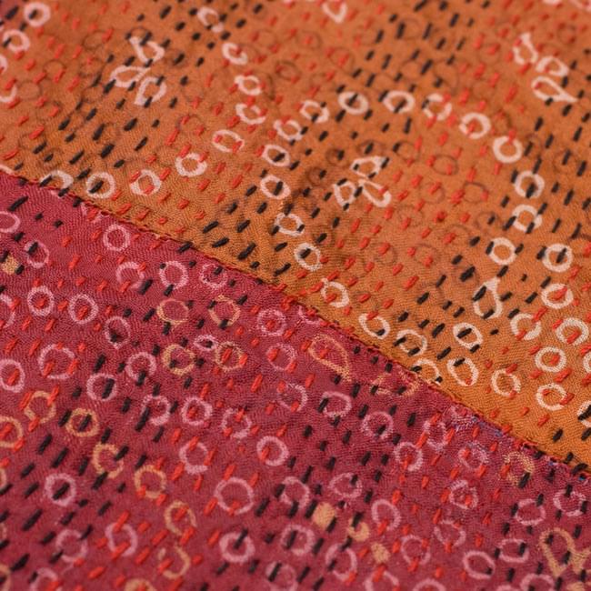 【1点物】インドのカンタ刺繍ショール (235cm×80cm) 7 - 他の箇所をアップにしてみました。