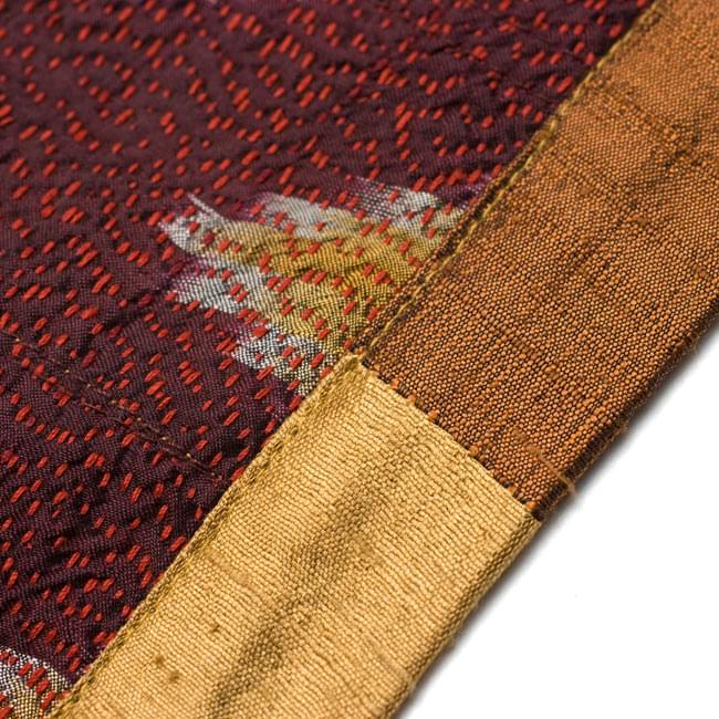 【1点物・インド最高級品】インドのカンタ刺繍ストール 14 - ランニング・ステッチ(刺し子)された生地はしっかりしてとても美しいです。