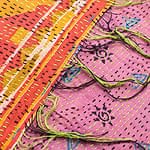 【1点物】インドのカンタ刺繍ショール (200cm×88cm)の商品写真