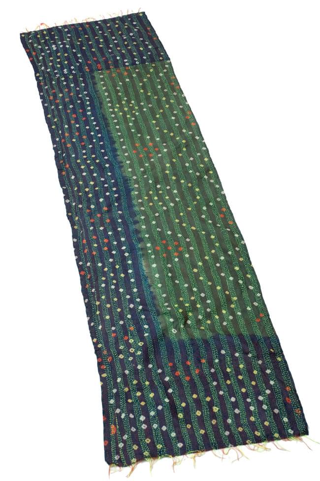 【1点物】インドのカンタ刺繍スカーフ (190cm×50cm) 10 - 反対の面の全体像です。