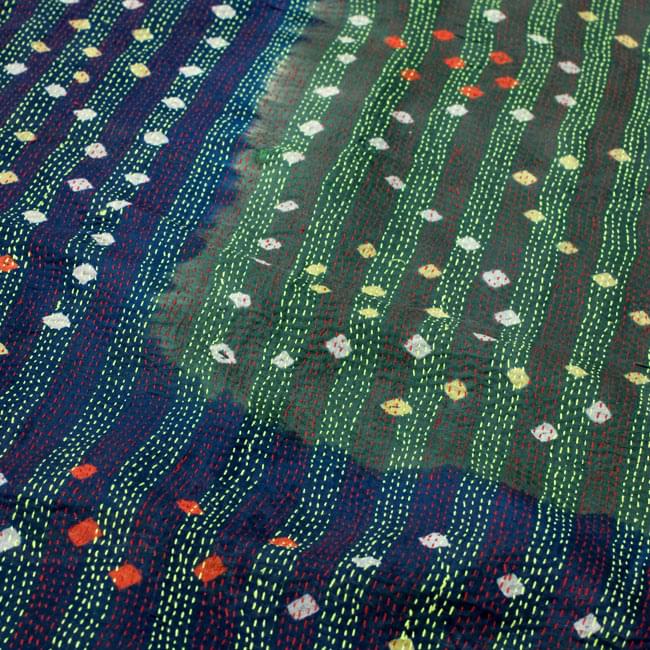 【1点物】インドのカンタ刺繍スカーフ (190cm×50cm) 7 - 他の箇所をアップにしてみました。