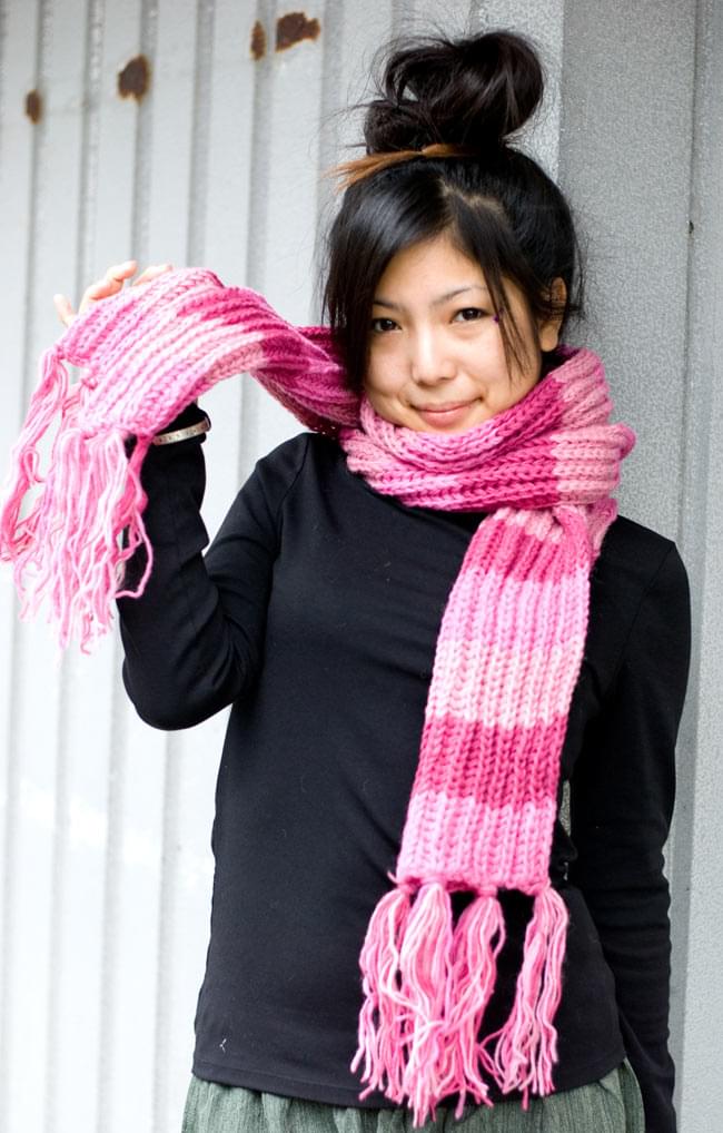 カラフルボーダーレトロマフラー 【ピンク系】 の通販 - TIRAKITA.COM