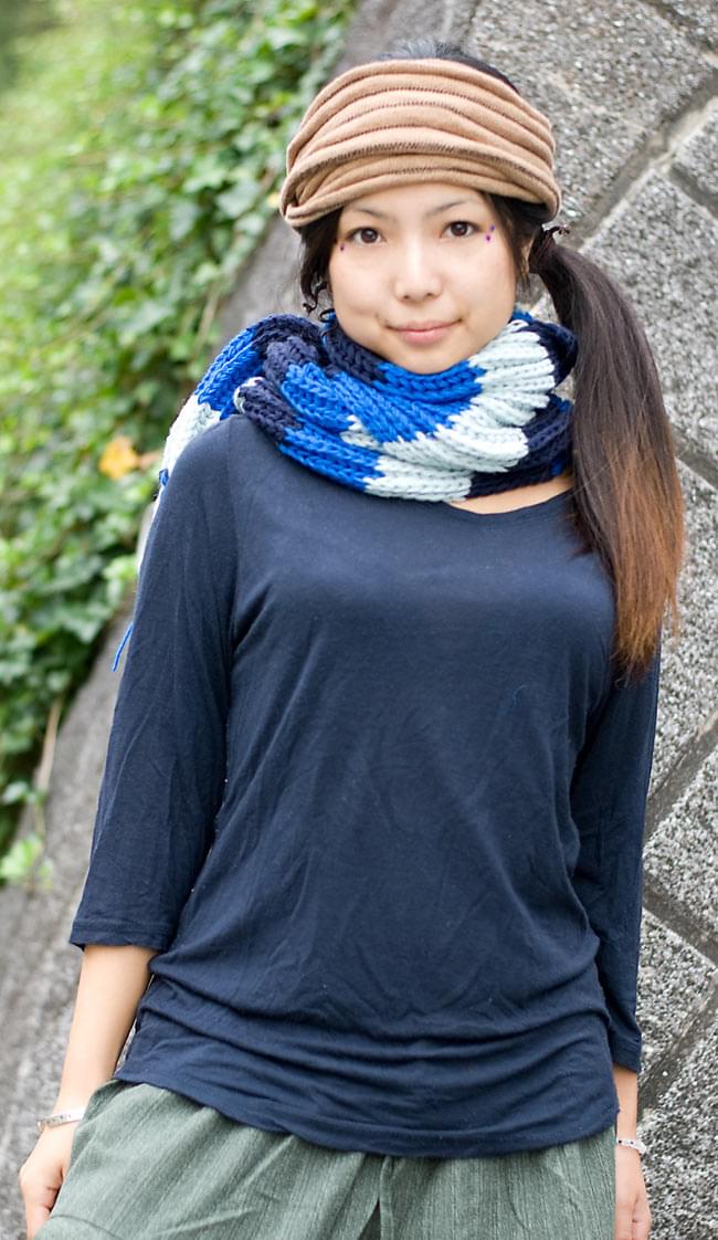 カラフルボーダーレトロマフラー 【ブルー系】 の通販 - TIRAKITA.COM