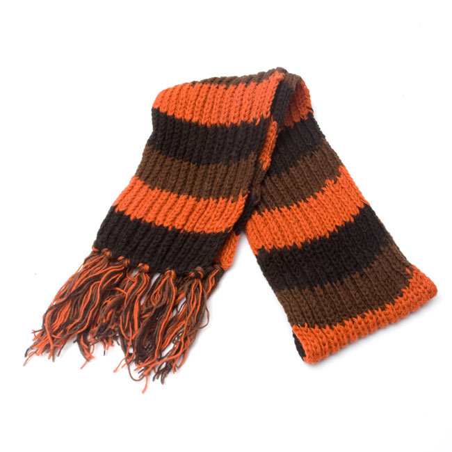 カラフルボーダーレトロマフラー 【オレンジ×茶】 の通販