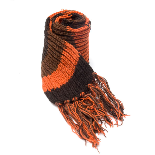 カラフルボーダーレトロマフラー 【オレンジ×茶】 の通販